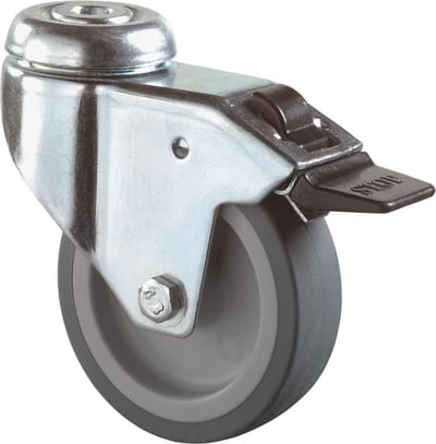 Zwenkwiel 50Mm Rubber Grijs M/Rem