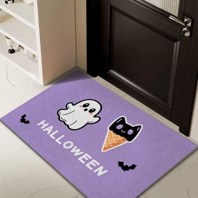 Huis Zijde Ring Antislip Mat Huis Creatief Halloween Pompoen Deur Deur Stofmat Mat Mat Mat Mat Mat Tapijt 40 * 60cm Silk Circle