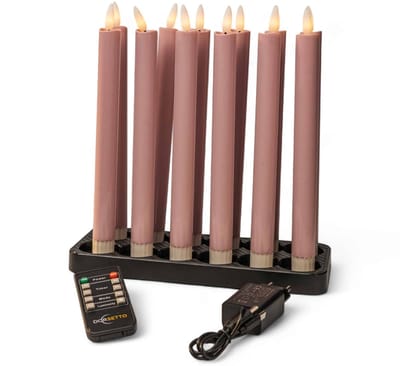 DORSETTO Led dinerkaarsen roze, oplaadbaar, tot 400 uur brandduur, set van 12