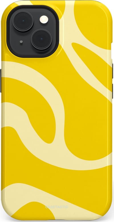 Casetastic Hoesje Geschikt voor Apple iPhone 15 Magsafe - Stijlvolle Beschermende Duo-layer Case - Citroen Gele Zonnestraal