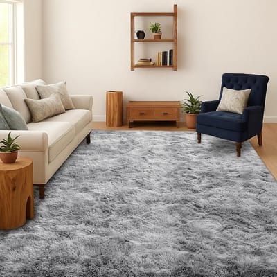 Hoogpolig Tapijt - Zacht Vloerkleed - Woonkamer Decoratie - Wasbaar Antislip - 120x180 cm - Lichtgrijs