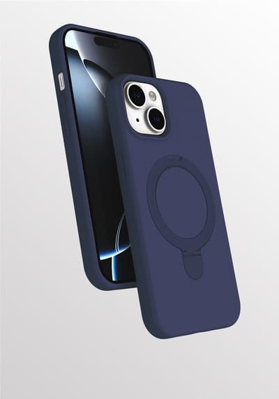 Hoesje Geschikt voor iPhone 15 hoesje zacht siliconen Navy - Liquid Backcover ring hoesje Geschikt voor Magsafe