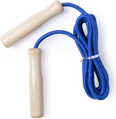 Springtouw met houten handvatten - 240 cm - blauw - speelgoed - kinderen/volwassenen