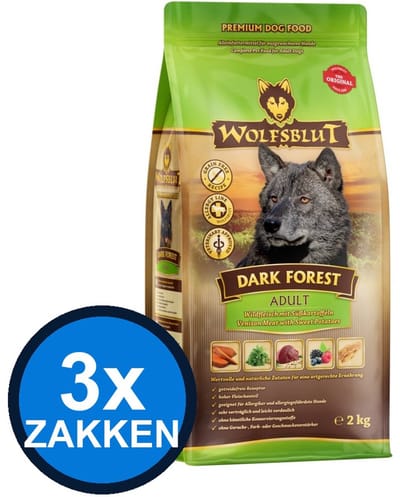 3x Wolfsblut - Adult Dark Forest - Hondenvoer Droogvoer - 2 kg