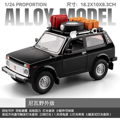 1:24 Niva Off-Road Voertuig Legering Auto Model Met Pull Back Geluid En Licht Klassieke Retro Auto Modellen Decoratie Verzameling