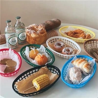 6 Stuks Plastic Fastfoodmand Hotdog Serveerbord Rood Geruit Wax Inlegpapier Hamburger Friet Papier Restaurant Dienblad brown