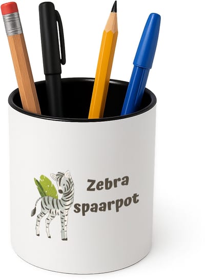 Hacebo® - Zebra Pennenbakje - Zebra - dieren liefhebbers - pennenhouder - leuke cadeau voor iemand die van houdt van zebra's - verjaardagscadeau - kado - gift - Pennenbakje zwart
