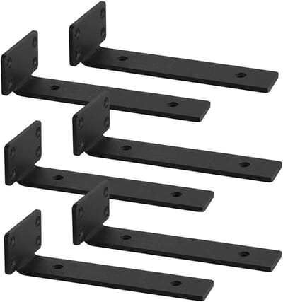 6 stuks Zwevende Plankdragers 90 Graden Schapsteune L-plankhoek voor wandmontage Zwaarlaststeun Boekenplankbeugel Wandplank Ondersteuning Metaal plankhouders,Zwart (30cm)