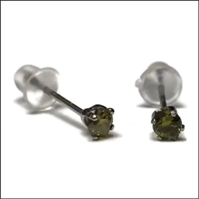 Aramat Jewels | Oorbellen | Stalen Hartjes Oorstekers Zirkonia – Diverse Kleuren & Maten 316L RVS | Zilverkleur / 3 mm / Olijf Groen | | | Staal | Kinderen, Volwassenen | Verkleurd niet