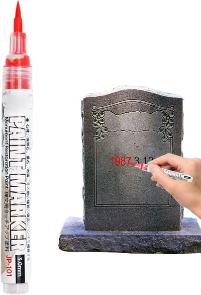 Markeerstiften - Steenmarkeringsgereedschap - Grafsteen restauratie - Weerbestendige formule - 17 cm lengte - Rood