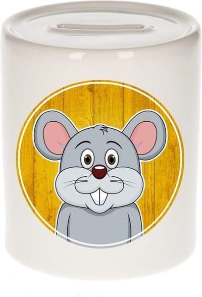 Vrolijke muis dieren spaarpot 9 cm - keramiek - spaarpotten voor kinderen