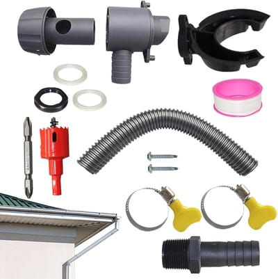 Regenton omleider - Wateropvanger - Regenwater oogsten - Universele tankconnector - 1 meter slang - Zwart