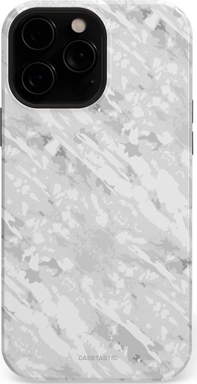 Casetastic hoesje geschikt voor Apple iPhone 13 Pro - MagSafe - Dubbellaagse bescherming - Winterse Camouflage - Fashion Case - Lichtgrijs Wit