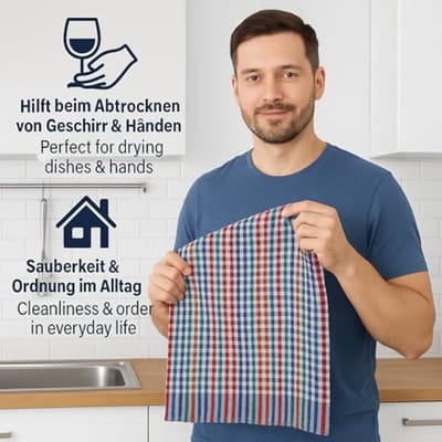 Set van 12 Keuken- en Werkdoeken van 100% Katoen - Absorberend en Robuust