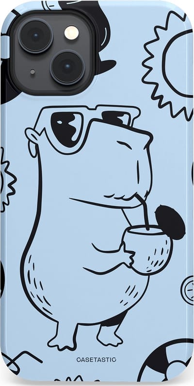 Casetastic Hoesje Geschikt voor Apple iPhone 14 Magsafe - Stijlvolle Beschermende Duo-layer Case - Capibara cocktail