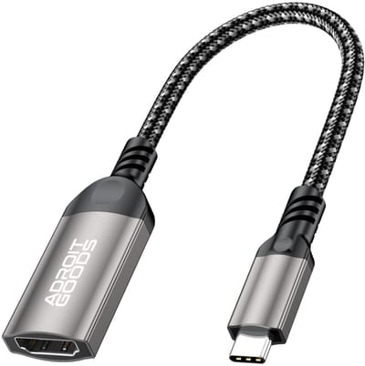 AdroitGoods USB-C naar HDMI Adapter 4K – Premium Type-C naar HDMI Conversie, Versterkte Kabel, Stabiele Hoge-Resolutie Display-uitbreiding voor Laptops, Tablets, Telefoons en Monitoren - 4K 60Hz – Thunderbolt 3/4 - Grijs
