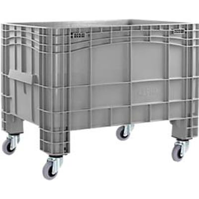Grote stapel- en transportcontainer 285 L, H 1040 x B 640 x H 670 mm, voedselveilig, van -40°C tot +60°C, 4 zwenkwielen