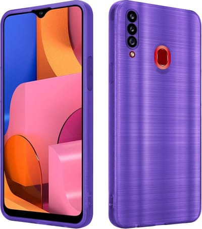 Cadorabo Hoesje geschikt voor Samsung Galaxy A20s in Brushed Paars - Beschermhoes Case Cover van flexibel TPU silicone in Brushed design