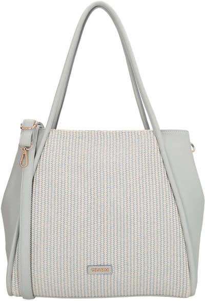 Charm London Paris Shopper - Schouderband - Rietlook - Praktisch - Ritssluiting - Tote Bag - Dames Tas - Lichtblauw