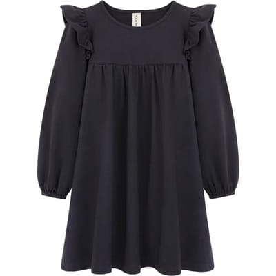 Katoenen jurk voor meisjesbaby Kids on the Moon Charcoal