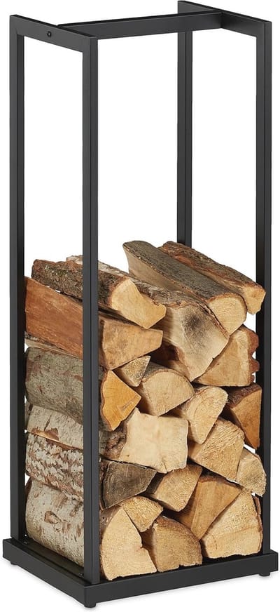 Metalen brandhoutrek voor haardhoutopslag - 95x37x30 cm, zwart