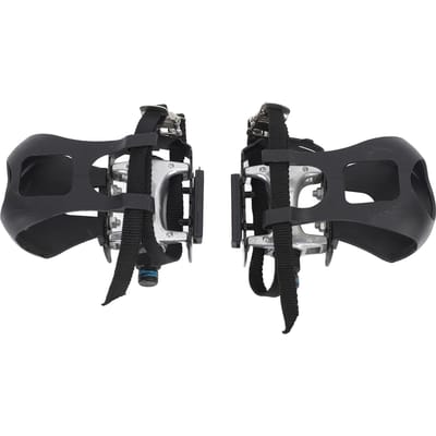 1 Paar Hometrainer Pedalen Aluminium Hometrainer Pedalen met Teenklem en Riemen 916 black