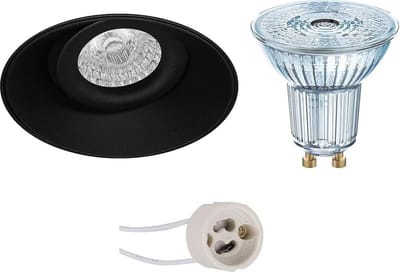 LED Spot Set - LEDVANCE Parathom PAR16 940 36D - Pragmi Nivas Pro - GU10 Fitting - Dimbaar - Inbouw Rond - Mat Zwart - 3.4W - Natuurlijk Wit 4000K - Trimless - Kantelbaar - Ø150mm