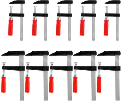 Allecto - Schroefklemmen - Set van 10 - Compacte klemmen voor hout - Rood - Precisie klemmen - Ideaal voor klussen - Geschikt voor houtbewerking