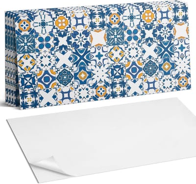Coloray Plaktegels - Mozaïekpatronen in de lay-out Wandtegel Zelfklevend - 60 cm x 30 cm - Blauw Plaktegels - 6 stuks - Rechthoek PVC Tegels - Plaktegels Keuken - Zelfklevende Vloertegels Badkamer - Vinyl Tegels - Zelfklevende Wandtegels