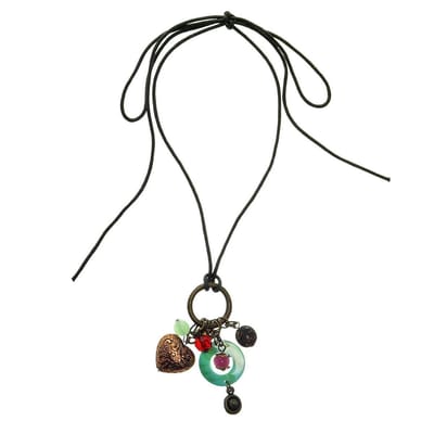 Behave - ketting met hangers groen en goudkleur - nikkelvrij - cadeau in geschenkzakje - 50 cm