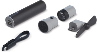 Power bank Travel Set 2200mAh in de kleur Zwart / Grijs
