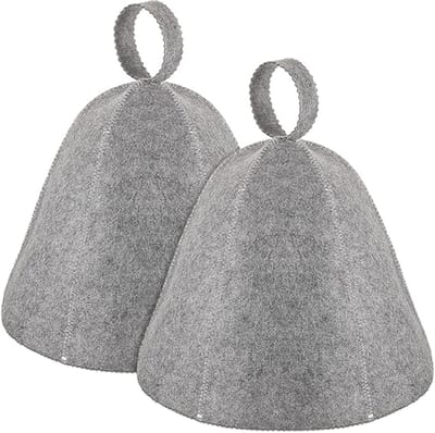 Unisex saunamuts Wollen saunamuts Stoommuts Russische saunamuts Badkameraccessoires - Twee grijze stuks