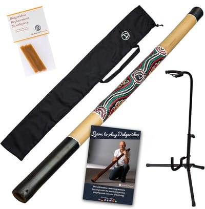 Handbeschilderde Bamboe Didgeridoo – Met Tas, Bijenwas en Cursus