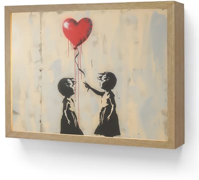 Wandlamp 40x30 cm - Oplaadbaar - Street art - Banksy - Ballon - Graffiti - Hart - Wandlampen binnen woonkamer - Slaapkamer lamp - Decoratieve nachtlamp - Vloerlamp draadloos