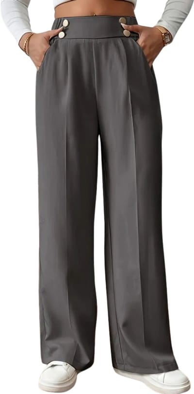 Livano Pantalon Dames - Chino - Golfbroek - Nette Broek - Met Elastische Tailleband - Volwassenen - Donkergrijs - S
