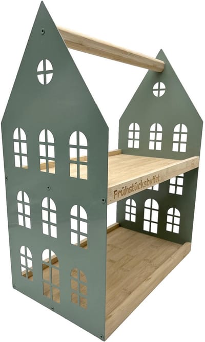 UNUS® Etagère decoratieve met 2 lagen en handvat groen ontbijtbuffet