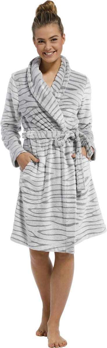 Pastunette dames Badjas Zebra Grey  - XL   - Grijs