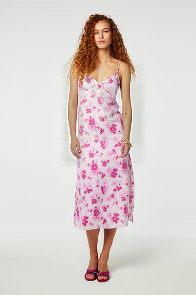Fabienne Chapot Lisa Dress Hot Pink/cream White Maat: 34 | Midi Jurken Outlet | Dames | Roze