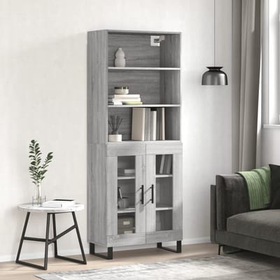vidaXL - Hoge - kast - 69,5x34x180 - cm - bewerkt - hout - grijs - sonoma - eikenkleurig