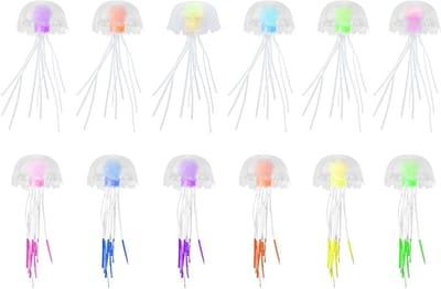 Set van 12 lichtgevende siliconen kwal decoraties voor aquaria, vis tank accessoires en landschapsontwerp