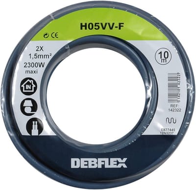 Elektrische kabelhaspel 10 meter 2x1,5 mm² - flexibele draadspoel HO5VV-F grijs