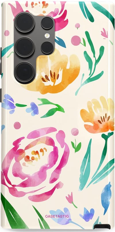 Casetastic hoesje geschikt voor Samsung Galaxy S24 Ultra - Dubbellaagse bescherming - Aquarel serenade - Fashion Case - Wit Mintgroen Crème Lichtroze