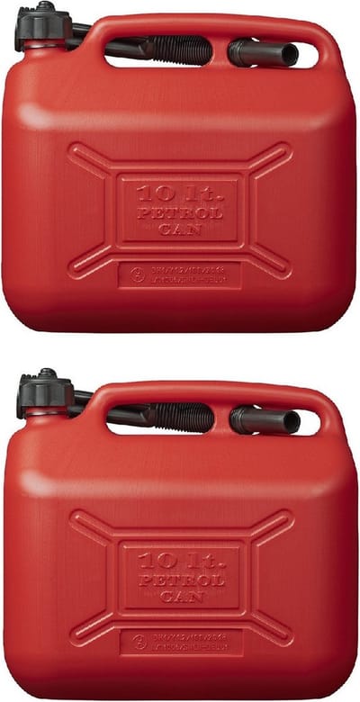 Pro Plus Jerrycan - 2x - rood - 10 liter - voor benzine en diesel - brandstof - kunststof