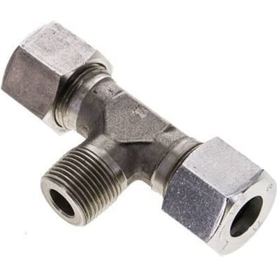 14S & M20x1.5 (con) RVS T-stuk Snijringkoppeling Buitendraad 630bar ISO 8434-1