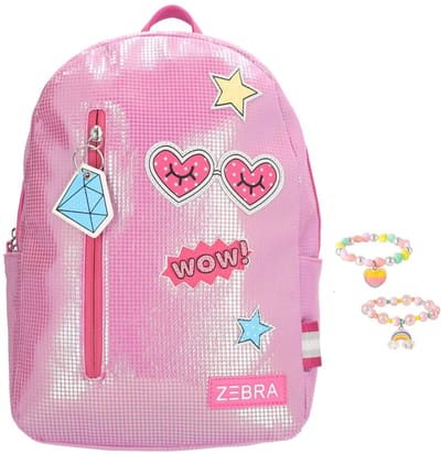 Zebra Rugzak Lily Pink Glam - rugtas, schooltas, kinderrugzak + armbandje