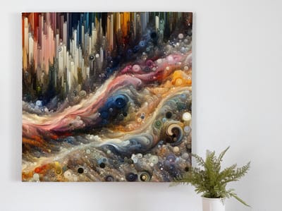 Olieverf mos schilderij | Schilderachtige symbiose: levendig groen weerspiegeld in olieverf kunstwerk | Kunst - 60x60 centimeter op Canvas | Foto op Canvas