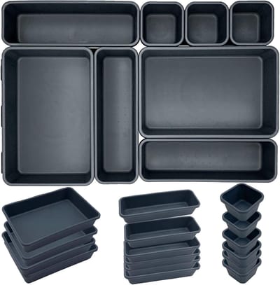 24 stuks lade-organizer voor keuken, dienbladen, opslag van laden, van kunststof, zeer diep, universele vorm, houdt lade netjes voor kantoor en thuis