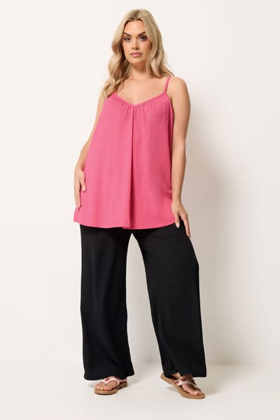 Yours Roze Gekreukte Camitop Size 42