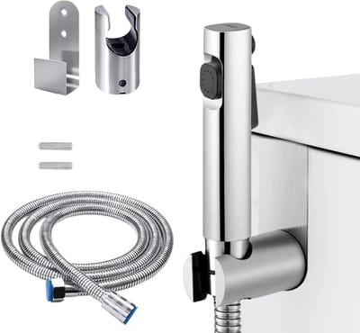 Handdouche Set voor Bidet met Dubbele Stralermodus, ABS Kunststof, Ideaal voor Badkamer en Hygiëne, Toiletpapier en Luierreiniging, Wandmontage Inclusief Slang