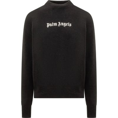 Palm Angels klassieke logo zwarte gebreide trui
